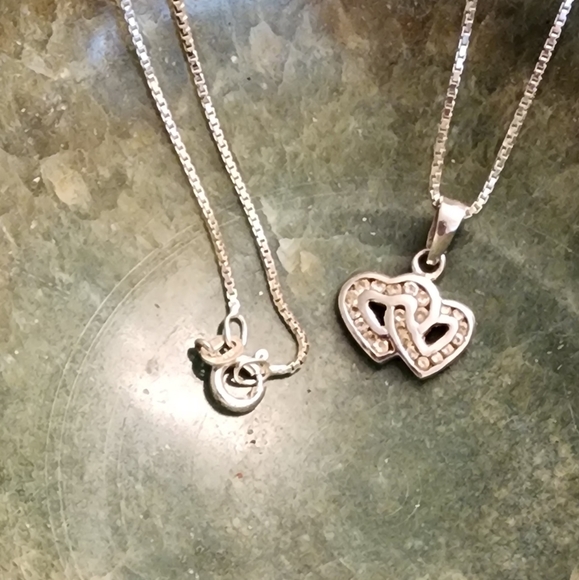 Double 💕 hearts sterling silver necklace - Picture 5 of 13